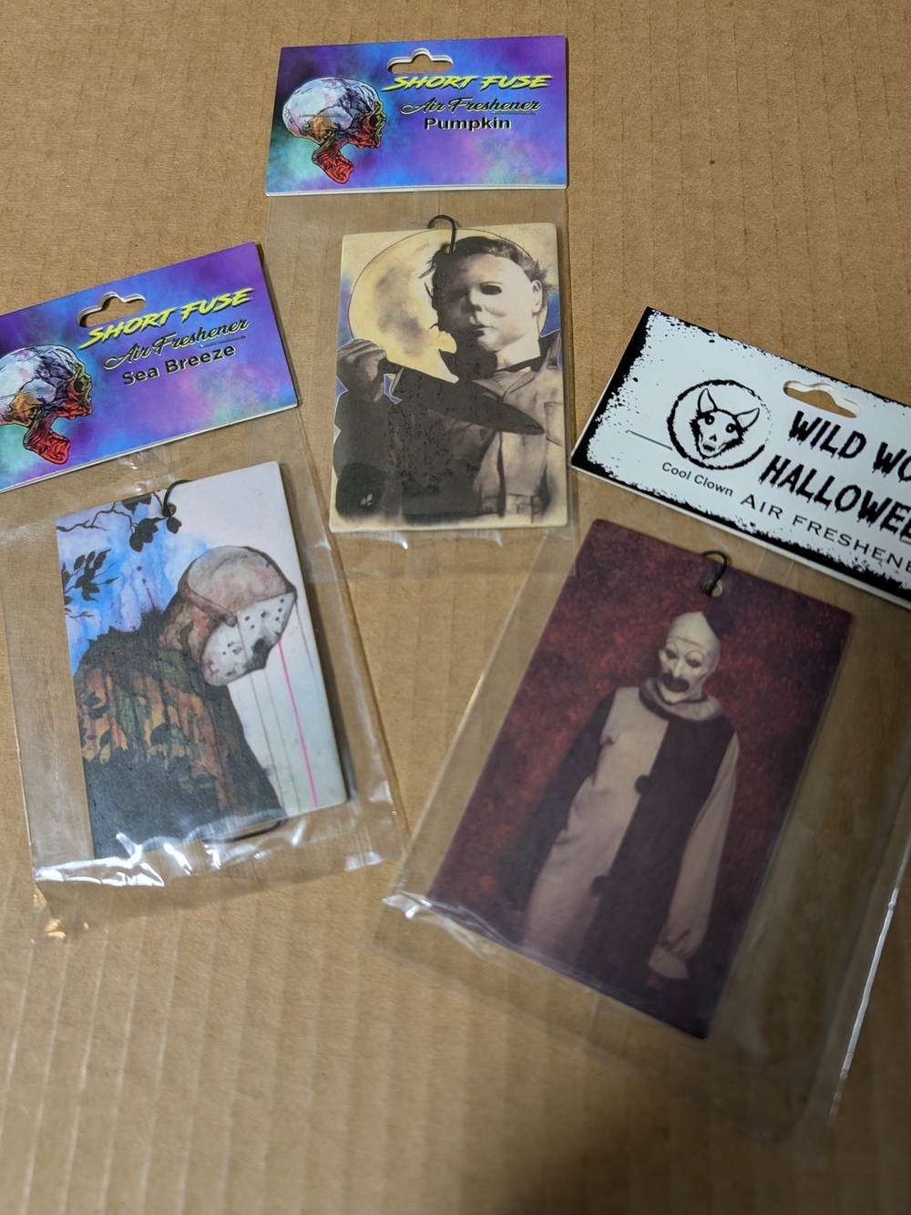 Short Fuse Halloween Air Fresheners Lot - Michael Myers, Art The Clown, Jason